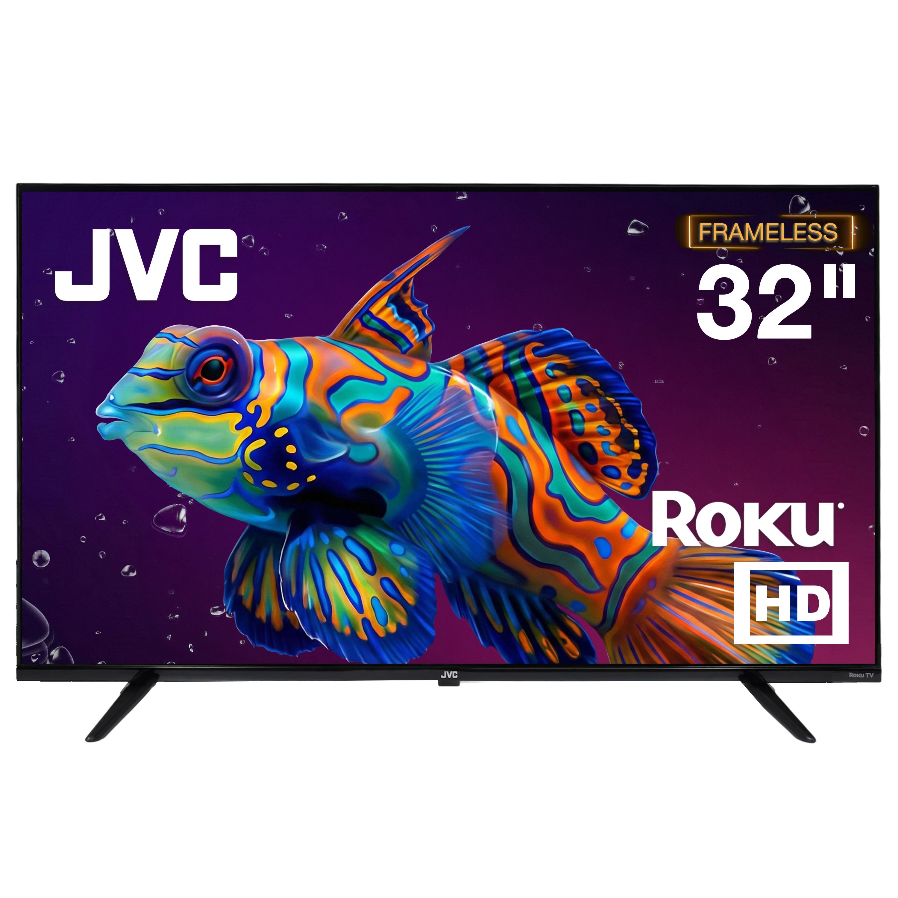 JVC Pantalla Smart TV 32 pulgadas HD LED Frameless Roku TV Netflix YouTube Prime Video Modelo SI32RF