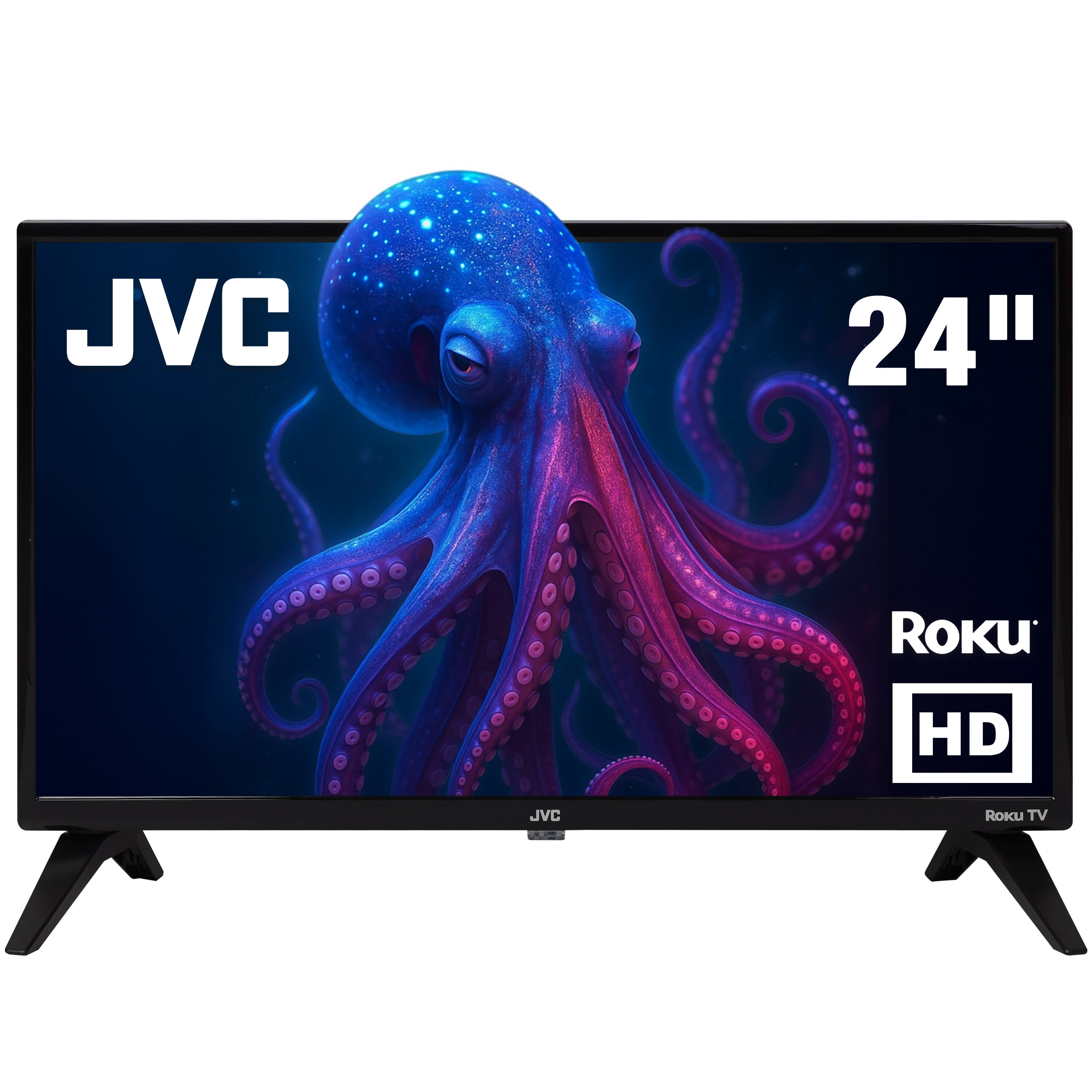 JVC Pantalla Smart TV 24 pulgadas HD LED Roku TV Dolby Audio WiFi HDMI USB Netflix YouTube Prime Video Modelo SI24R