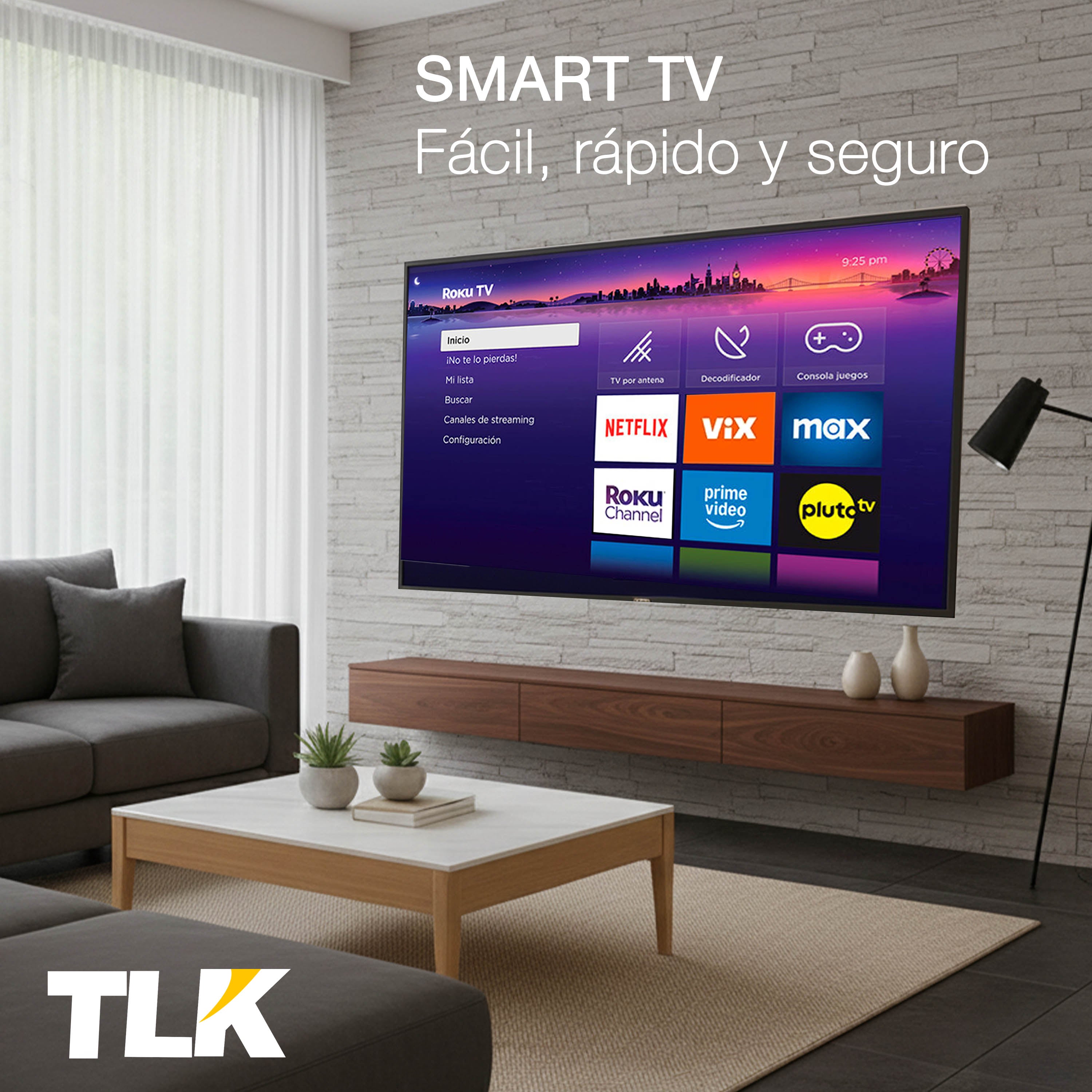 TLK Pantalla 32" Smart TV Roku | HDMI | Dolby Audio.