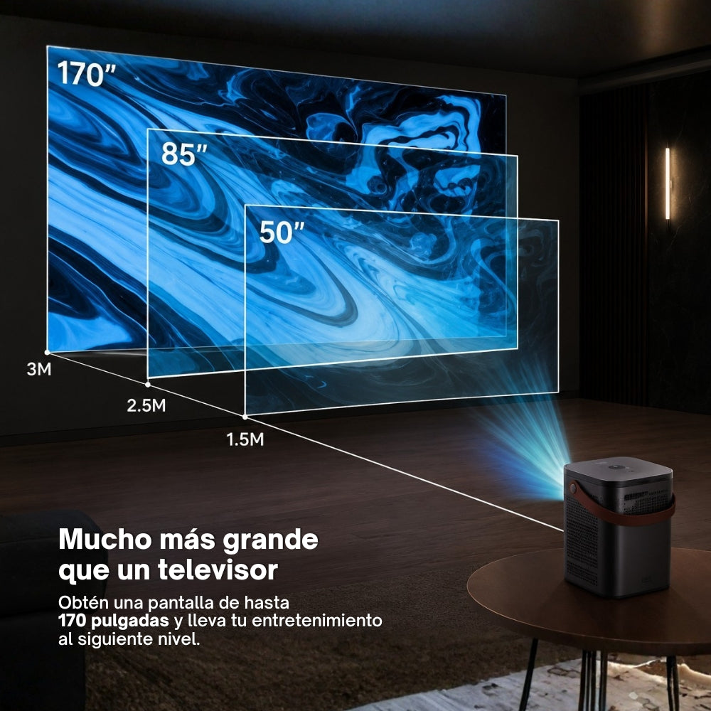 Proyector Portátil Daewoo CinemaFX PHB-709 con Roku Streaming Stick 4K Incluido HD 720p 230 ANSI Lúmenes WiFi AirPlay Miracast Pantalla Hasta 170" HDMI y USB