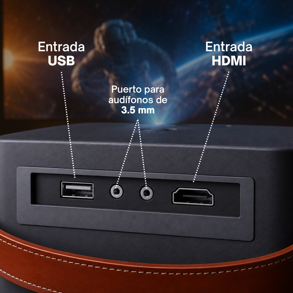 Proyector Portátil Daewoo CinemaFX PHB-709 con Roku Streaming Stick 4K Incluido HD 720p 230 ANSI Lúmenes WiFi AirPlay Miracast Pantalla Hasta 170" HDMI y USB