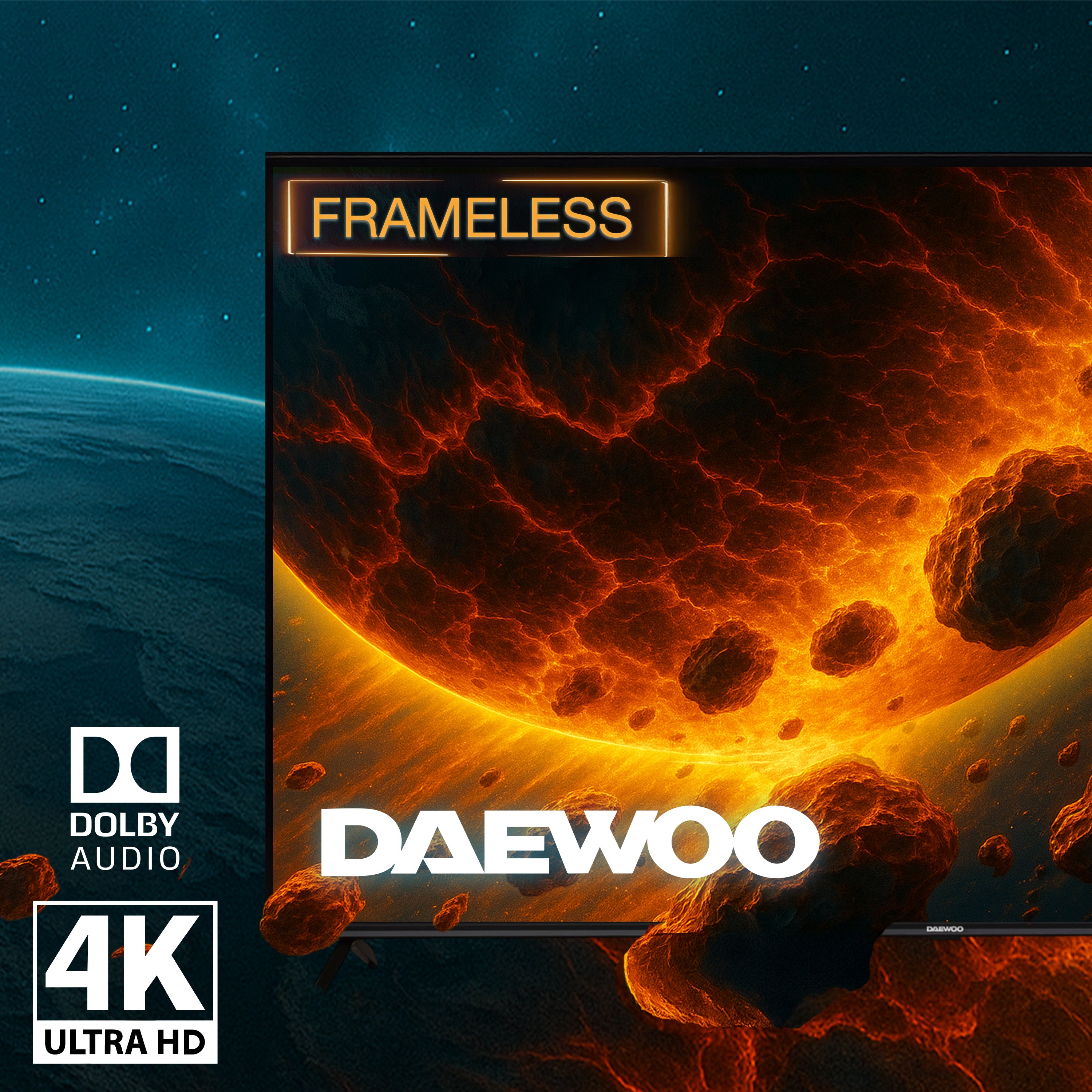 Daewoo Pantalla Smart TV 75 pulgadas 4K UHD LED Frameless Roku TV Dolby Audio WiFi 3 HDMI 2 USB AV Netflix YouTube Prime Video Modelo DAW75URF