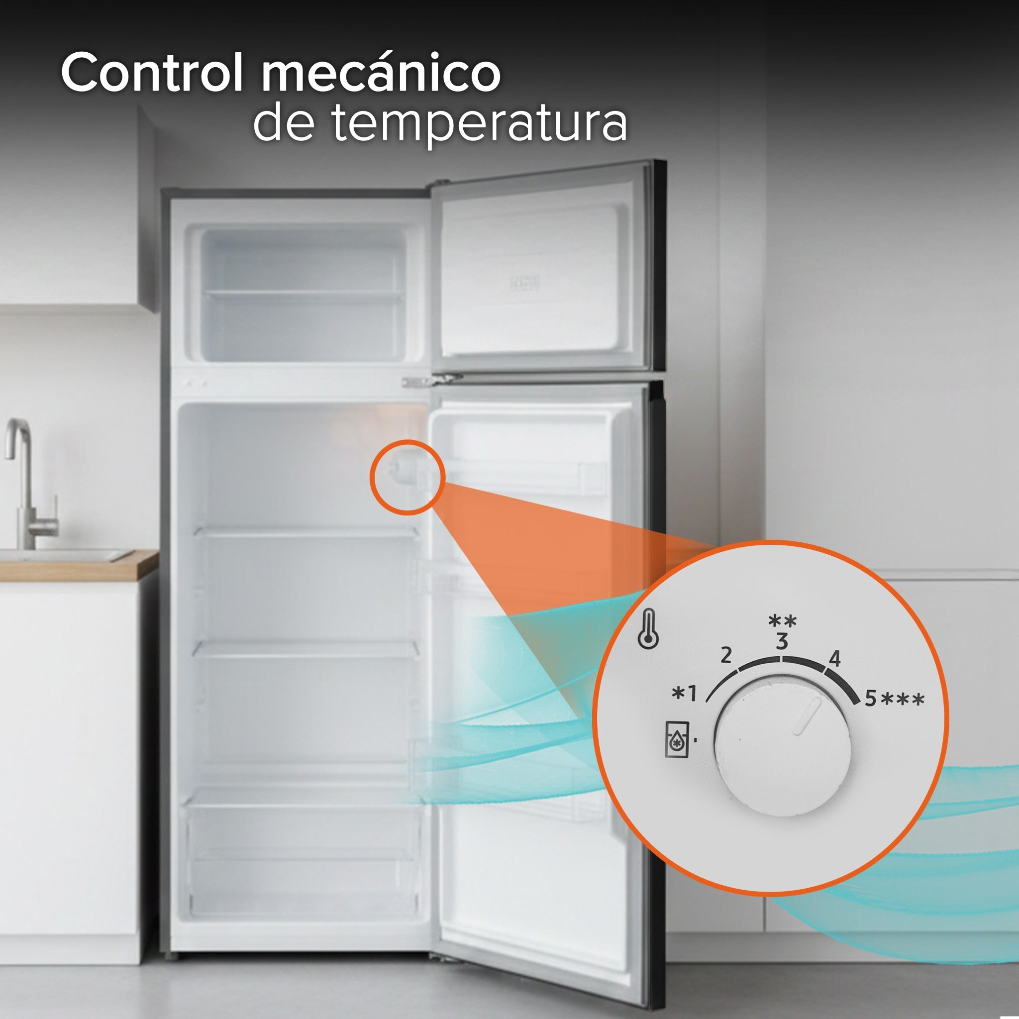 White Westinghouse Refrigerador 7.3 pies Top Mount 206 L 2 puertas control mecánico Defrost Energy Star condensador interno