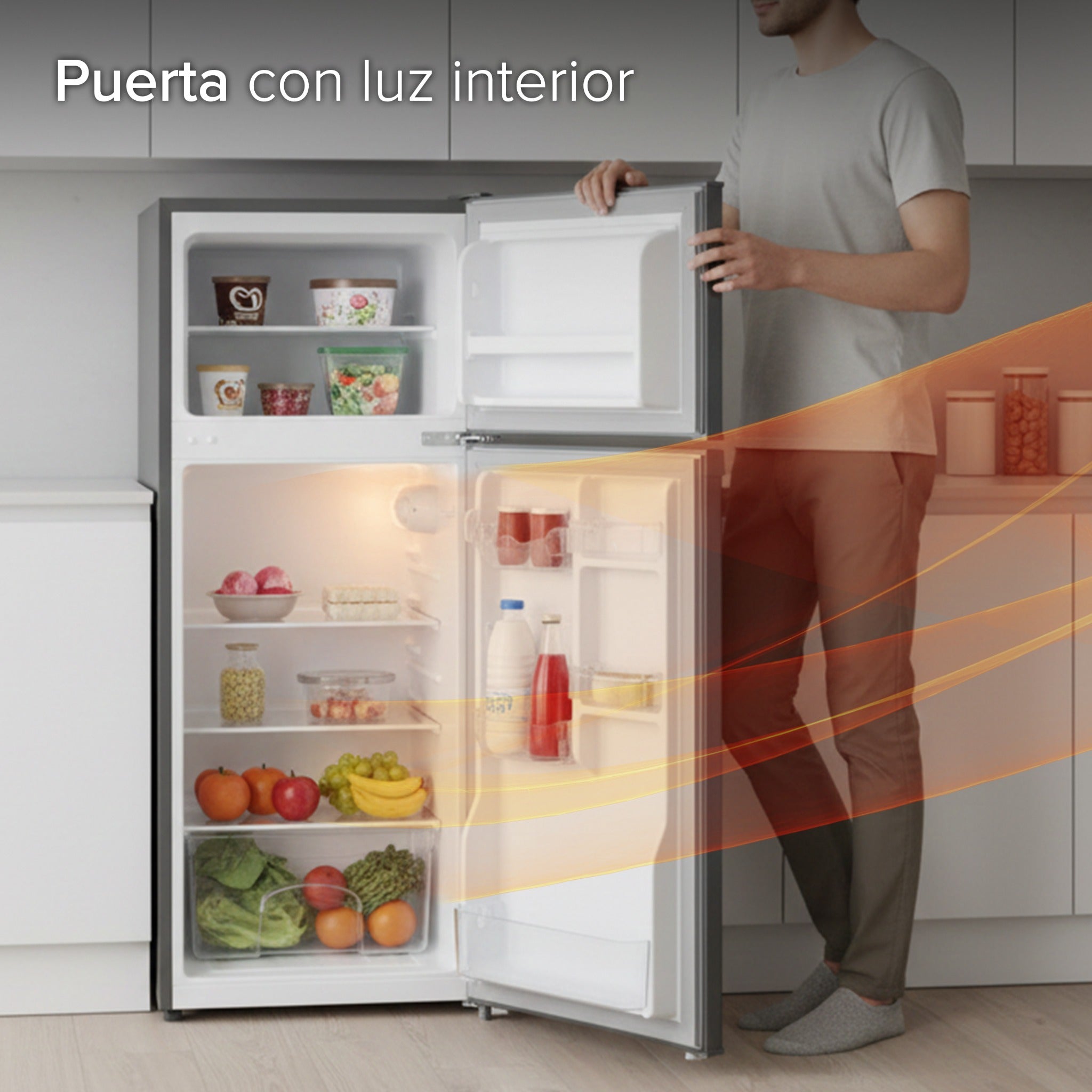 White Westinghouse Refrigerador Frigobar 4.4 pies 125L Modelo WWCR44125LHS Top Mount control mecánico de temperatura puerta reversible y luz interior condensador interno pata ajustable