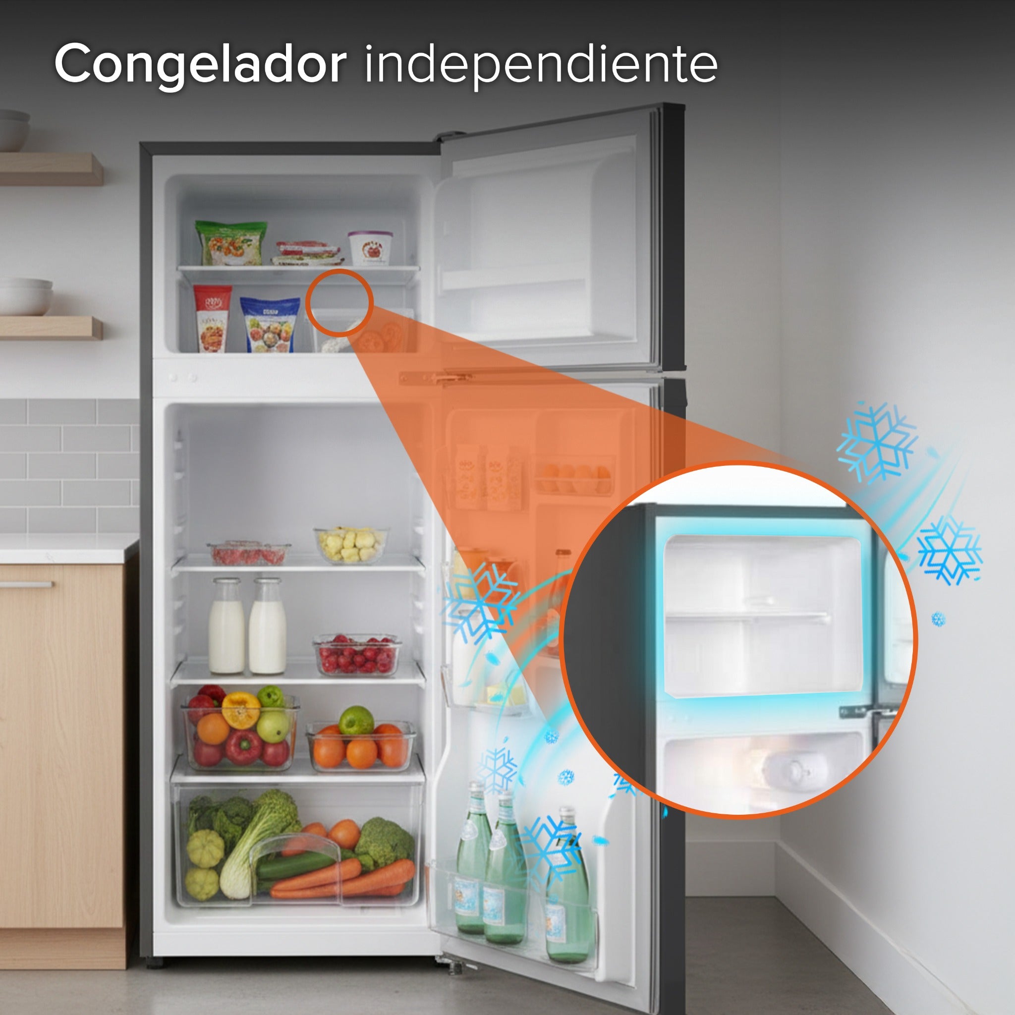 White Westinghouse Refrigerador Frigobar 4.4 pies 125L Modelo WWCR44125LHS Top Mount control mecánico de temperatura puerta reversible y luz interior condensador interno pata ajustable
