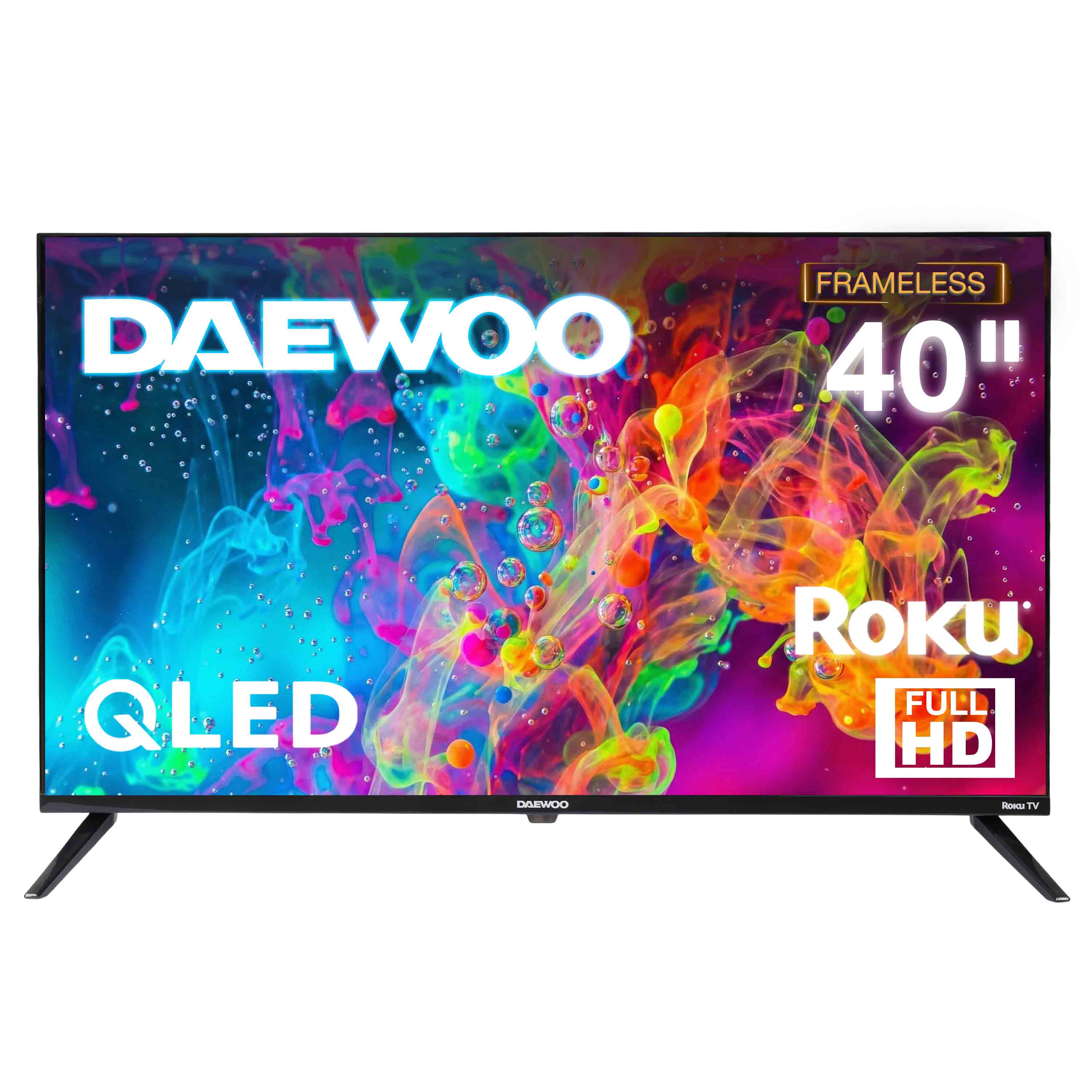 Daewoo Smart TV 40 pulgadas Full HD QLED Frameless Roku TV WiFi 2 HDMI 1 USB AV Netflix YouTube Prime Video Modelo DAW40QRF