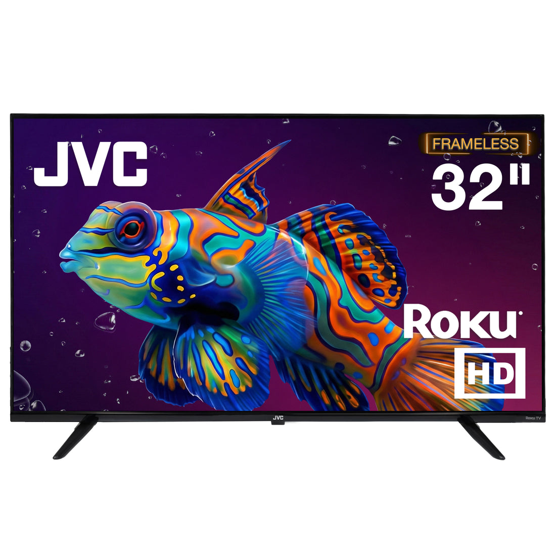 JVC Pantalla Smart TV 32 pulgadas HD LED Frameless Roku TV Netflix YouTube Prime Video Modelo SI32RF