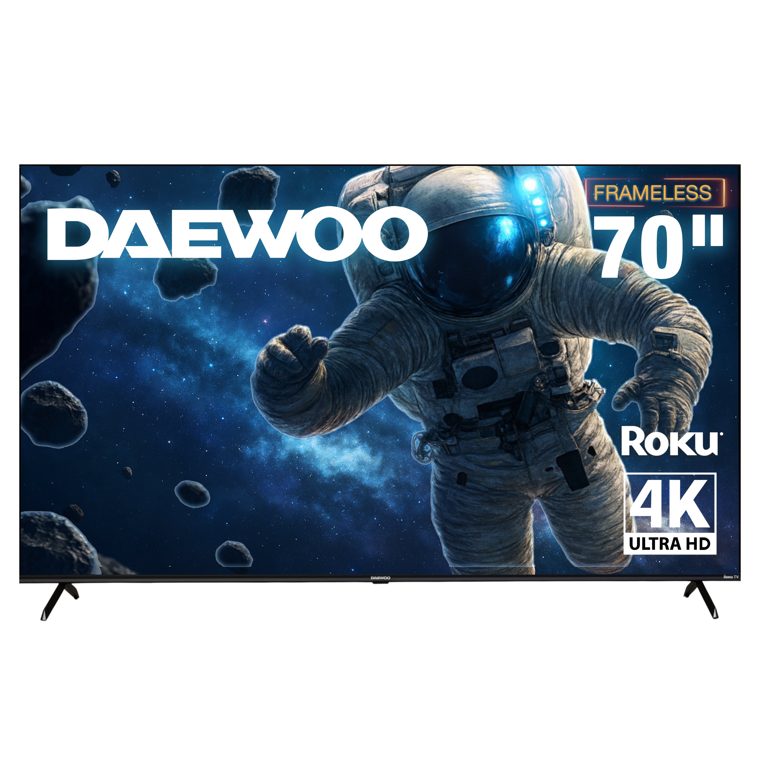 Daewoo Pantalla Smart TV 70 pulgadas 4K UHD LED Roku TV Dolby Audio WiFi 4 HDMI 2 USB AV Netflix YouTube Prime Video Modelo DAW70UR