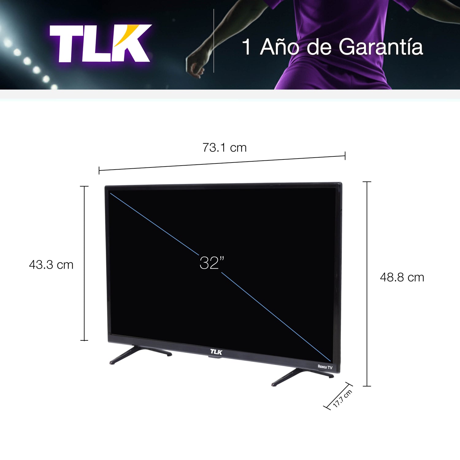 TLK Pantalla 32" Smart TV Roku | HDMI | Dolby Audio.
