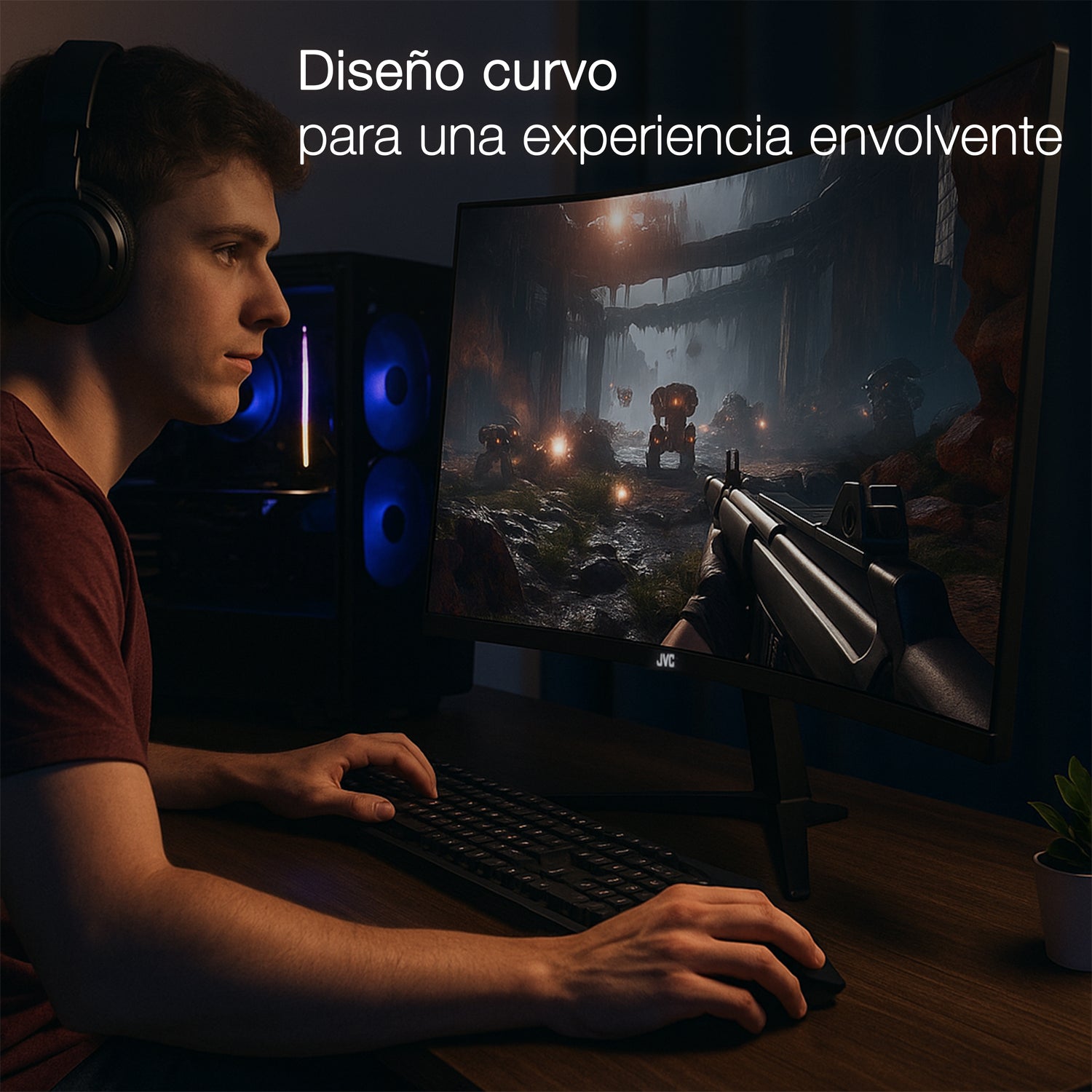 JVC Gaming Monitor 32 pulgadas Full HD LED 1920 x 1080 2 HDMI 1 DisplayPort Audio Out Earphone Out Modelo SI32G