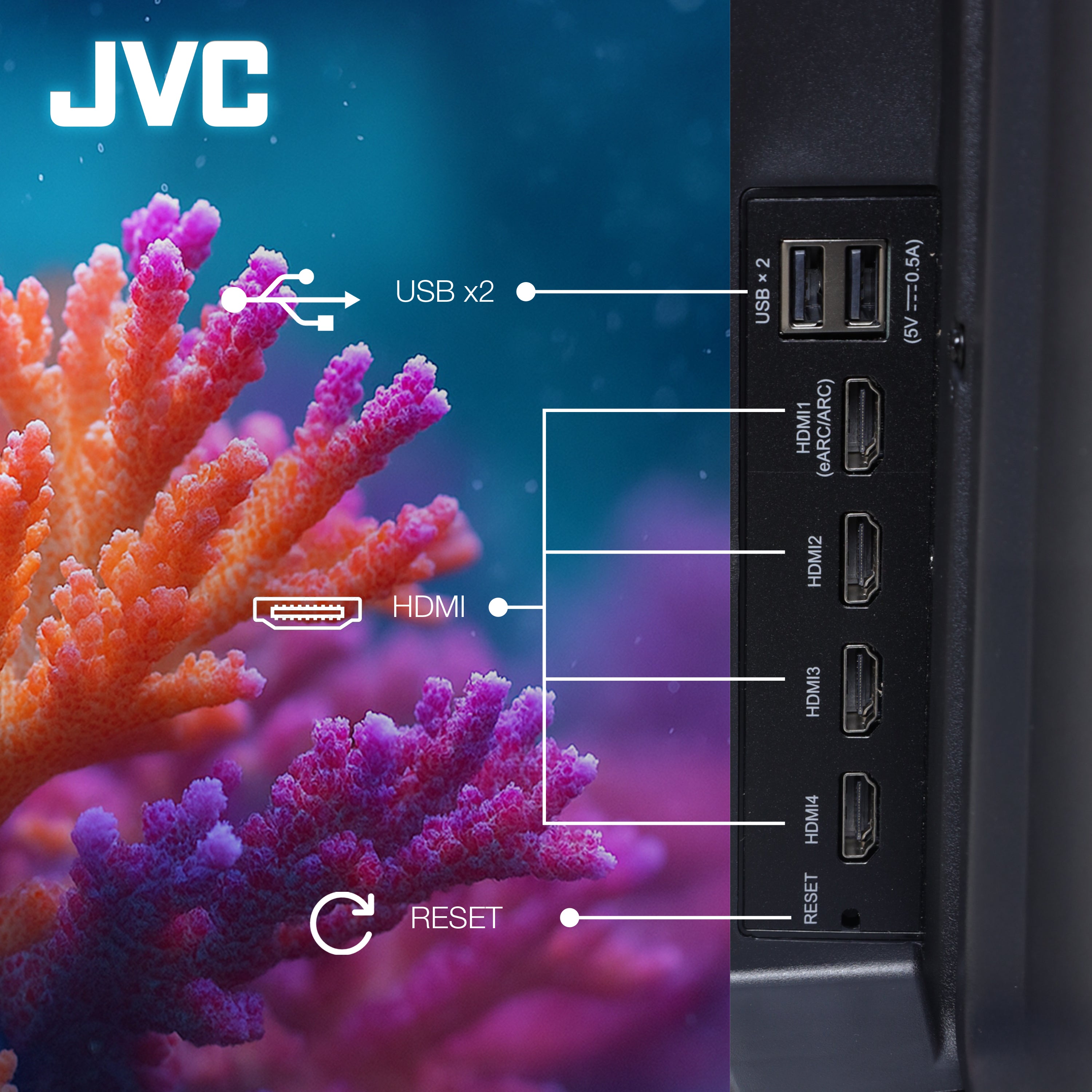 JVC Pantalla Smart TV 50 pulgadas 4K UHD LED Frameless Roku TV Netflix YouTube Prime Video Modelo SI50URF