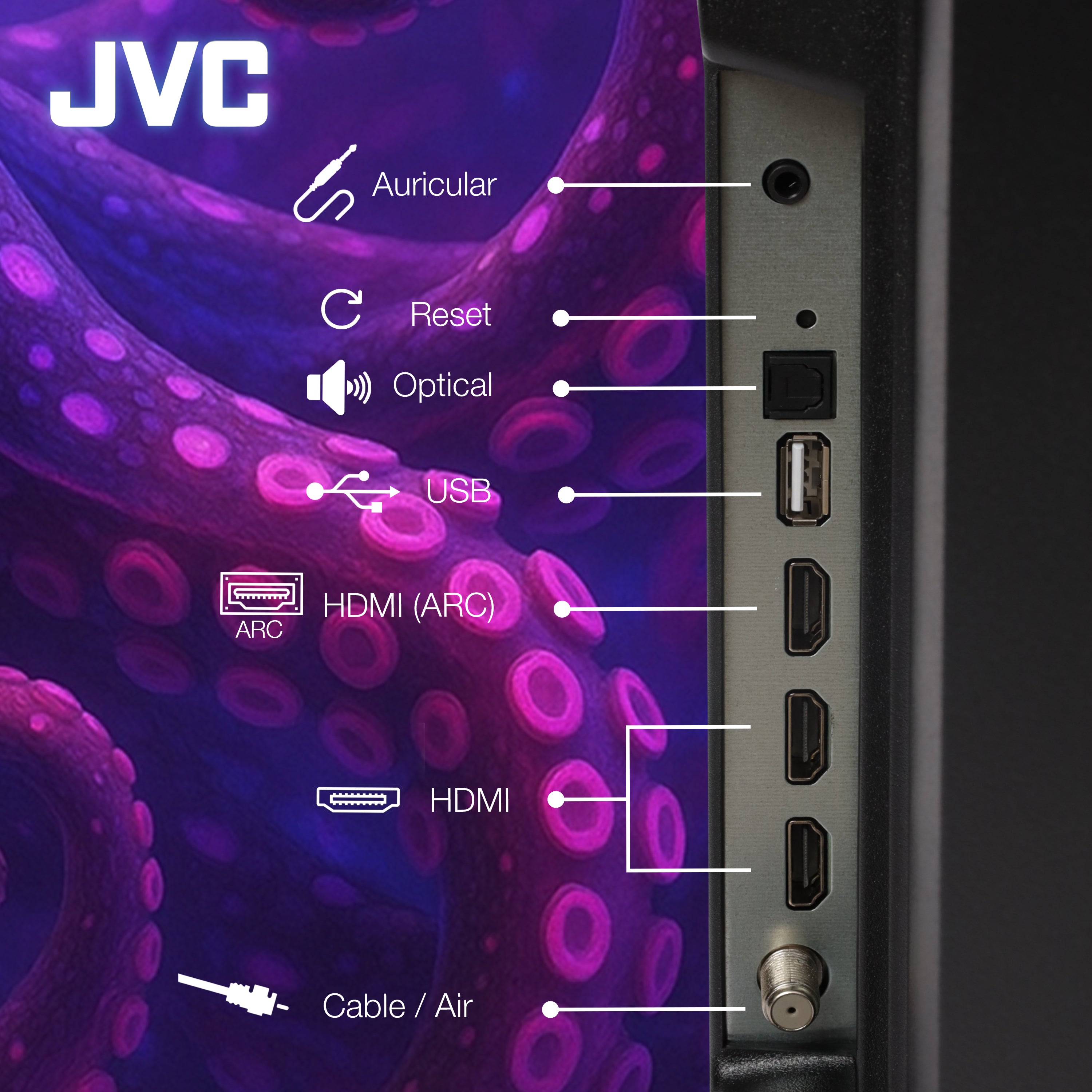 JVC Pantalla Smart TV 24 pulgadas HD LED Roku TV Dolby Audio WiFi HDMI USB Netflix YouTube Prime Video Modelo SI24R
