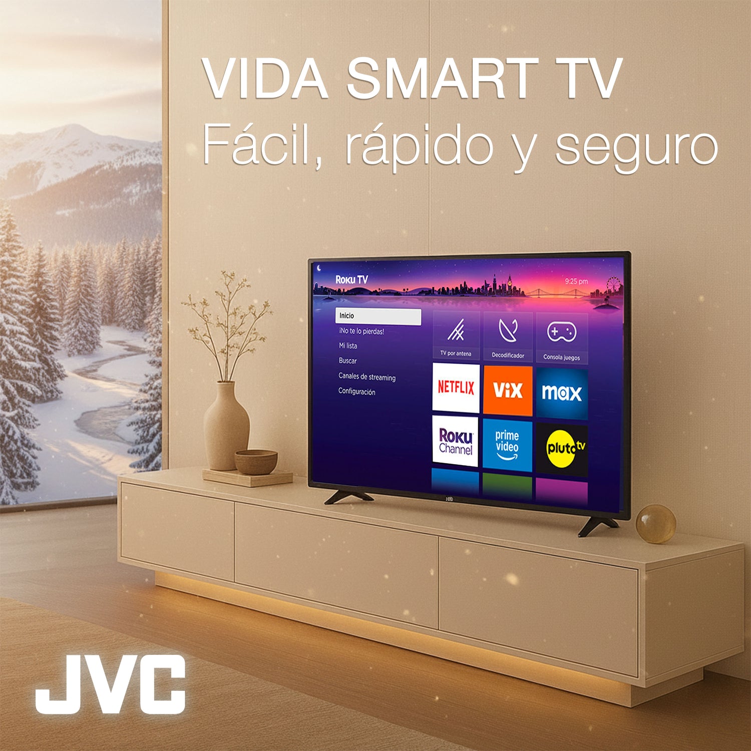 JVC Smart TV 40 pulgadas Full HD LED Roku TV WiFi 3 HDMI 1 USB AV Netflix YouTube Prime Video Modelo SI40FR (Copia)