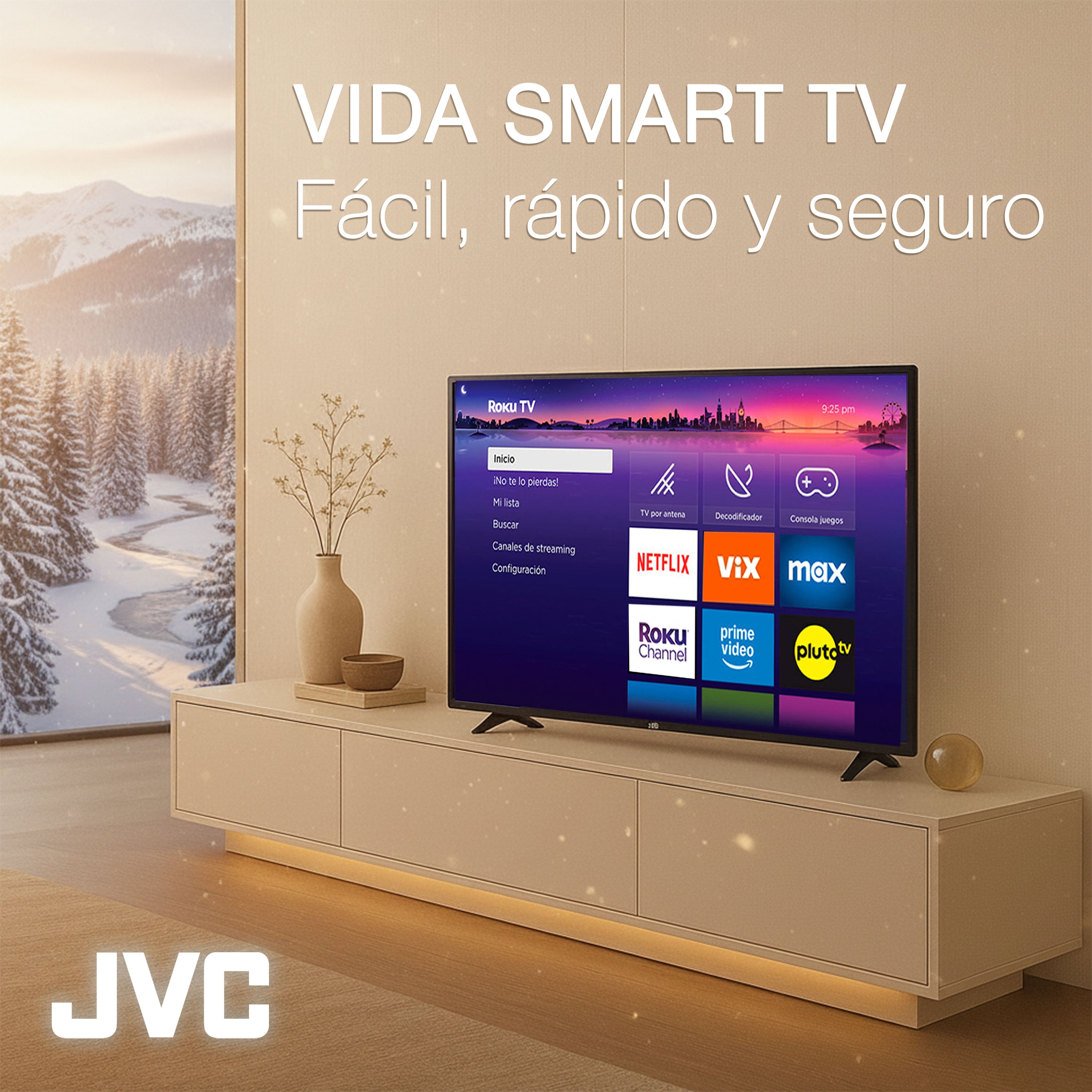 JVC Smart TV 40 pulgadas Full HD LED Roku TV WiFi 3 HDMI 1 USB AV Netflix YouTube Prime Video Modelo SI40FR (Copia)
