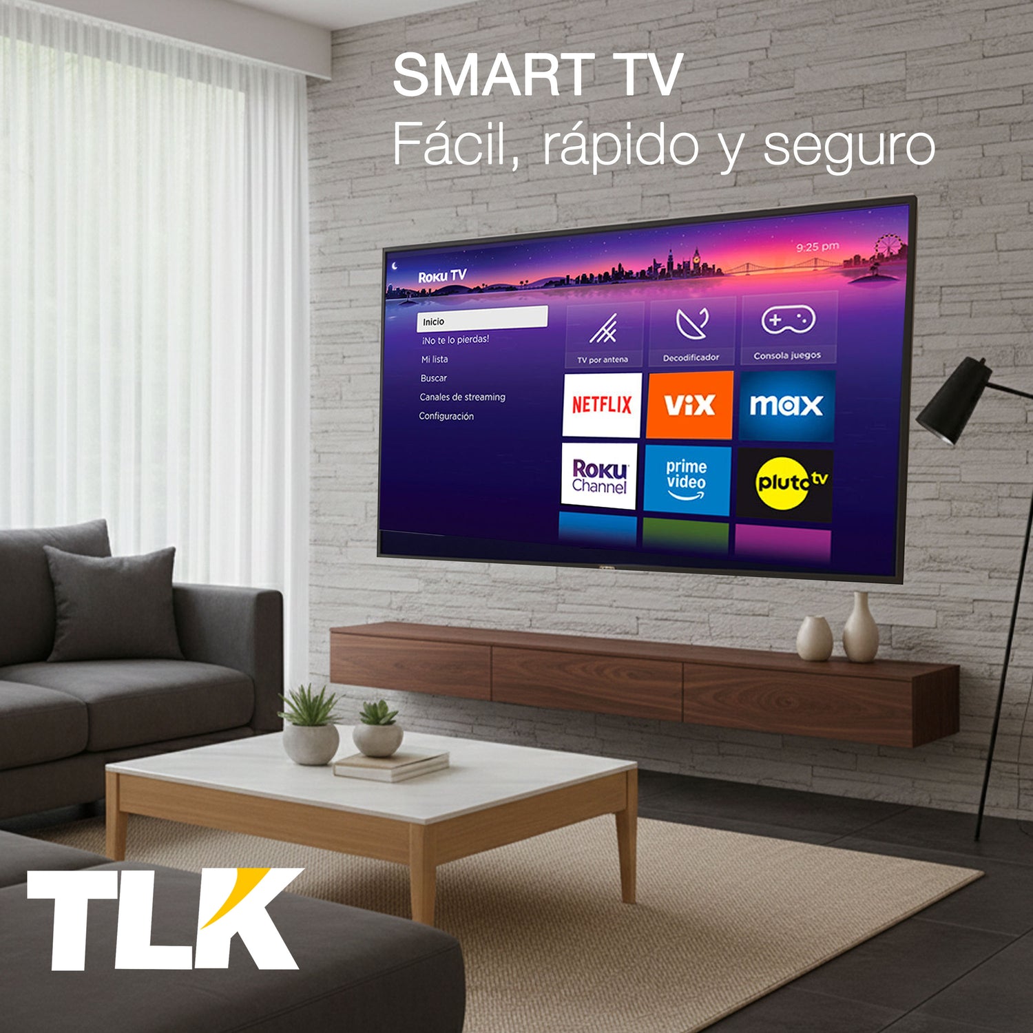 TLK Pantalla 40" Smart TV Roku | HDMI | Dolby Audio.