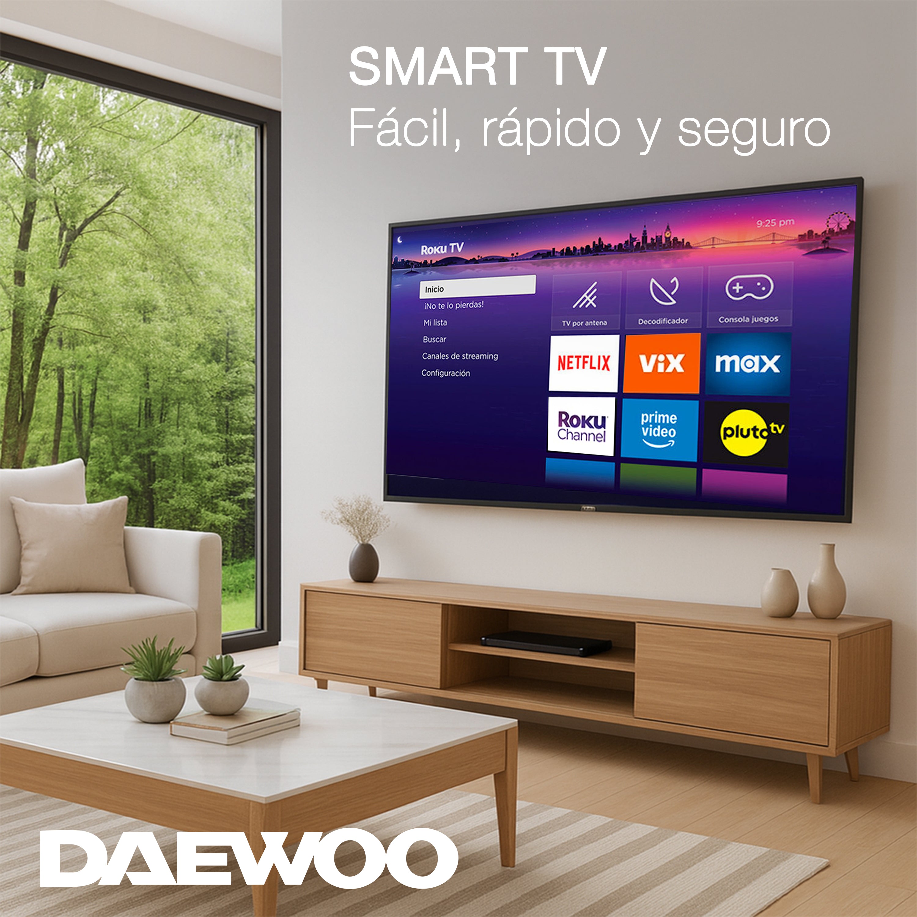 Daewoo Pantalla Smart TV 70 pulgadas 4K UHD LED Roku TV Dolby Audio WiFi 4 HDMI 2 USB AV Netflix YouTube Prime Video Modelo DAW70UR