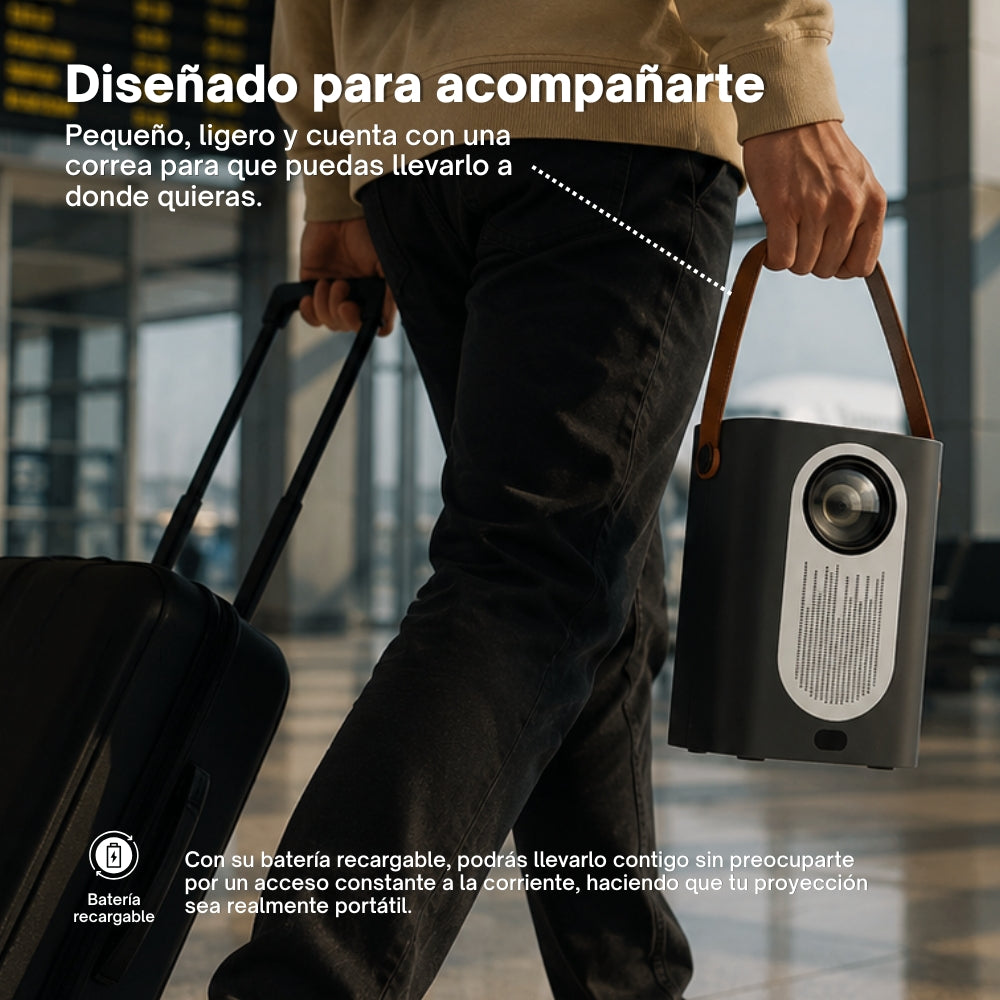 Proyector Portátil Daewoo CinemaFX PHB-709 con Roku Streaming Stick 4K Incluido HD 720p 230 ANSI Lúmenes WiFi AirPlay Miracast Pantalla Hasta 170" HDMI y USB