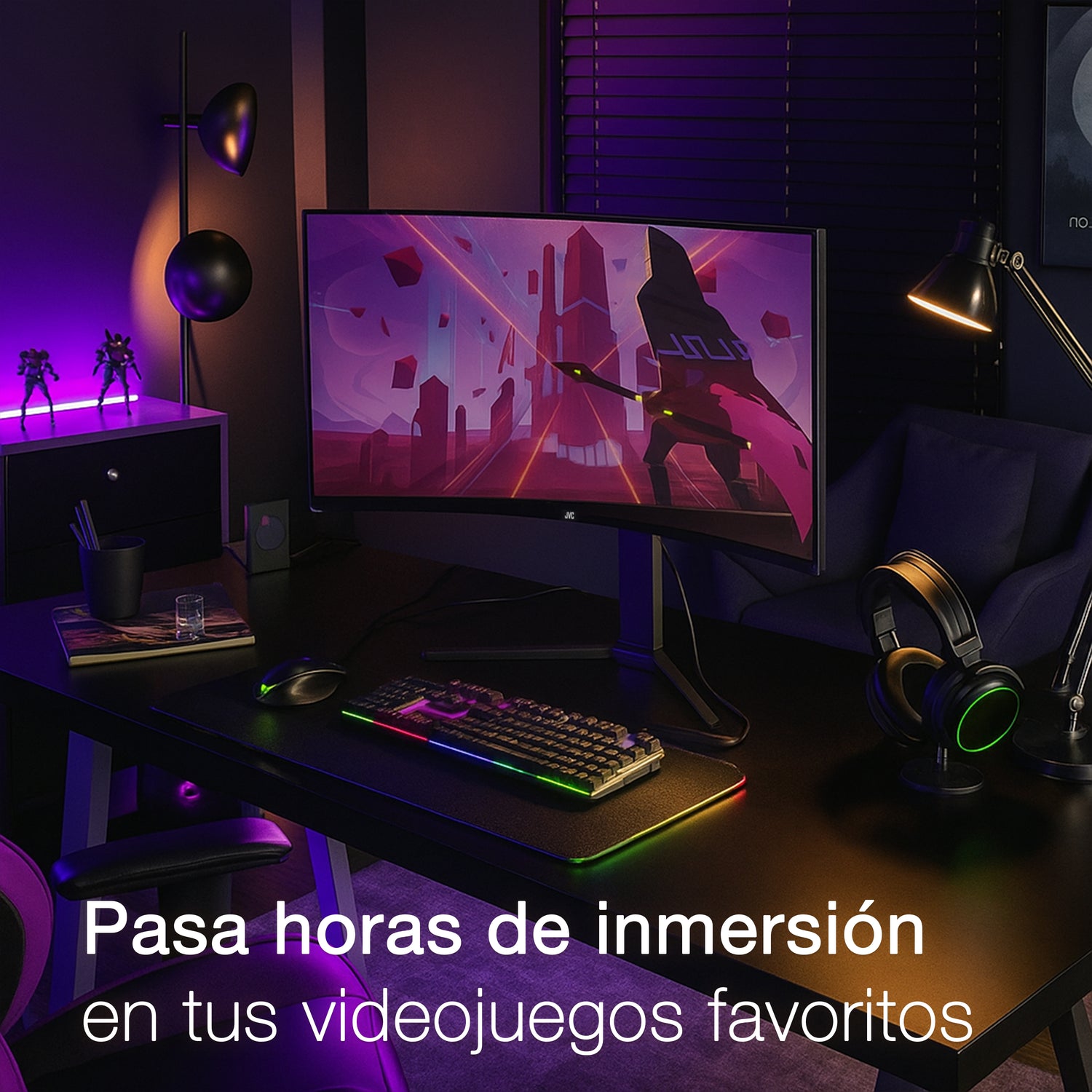 JVC Gaming Monitor 32 pulgadas Full HD LED 1920 x 1080 2 HDMI 1 DisplayPort Audio Out Earphone Out Modelo SI32G