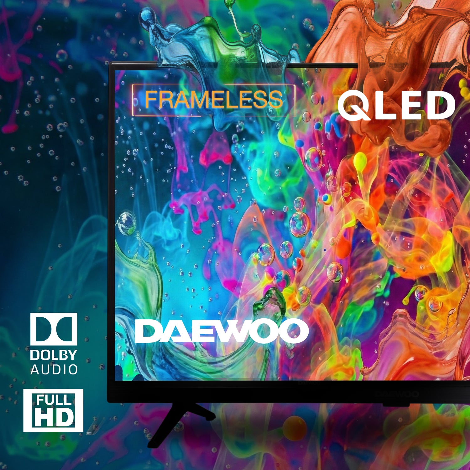 Daewoo Smart TV 40 pulgadas Full HD QLED Frameless Roku TV WiFi 2 HDMI 1 USB AV Netflix YouTube Prime Video Modelo DAW40QRF