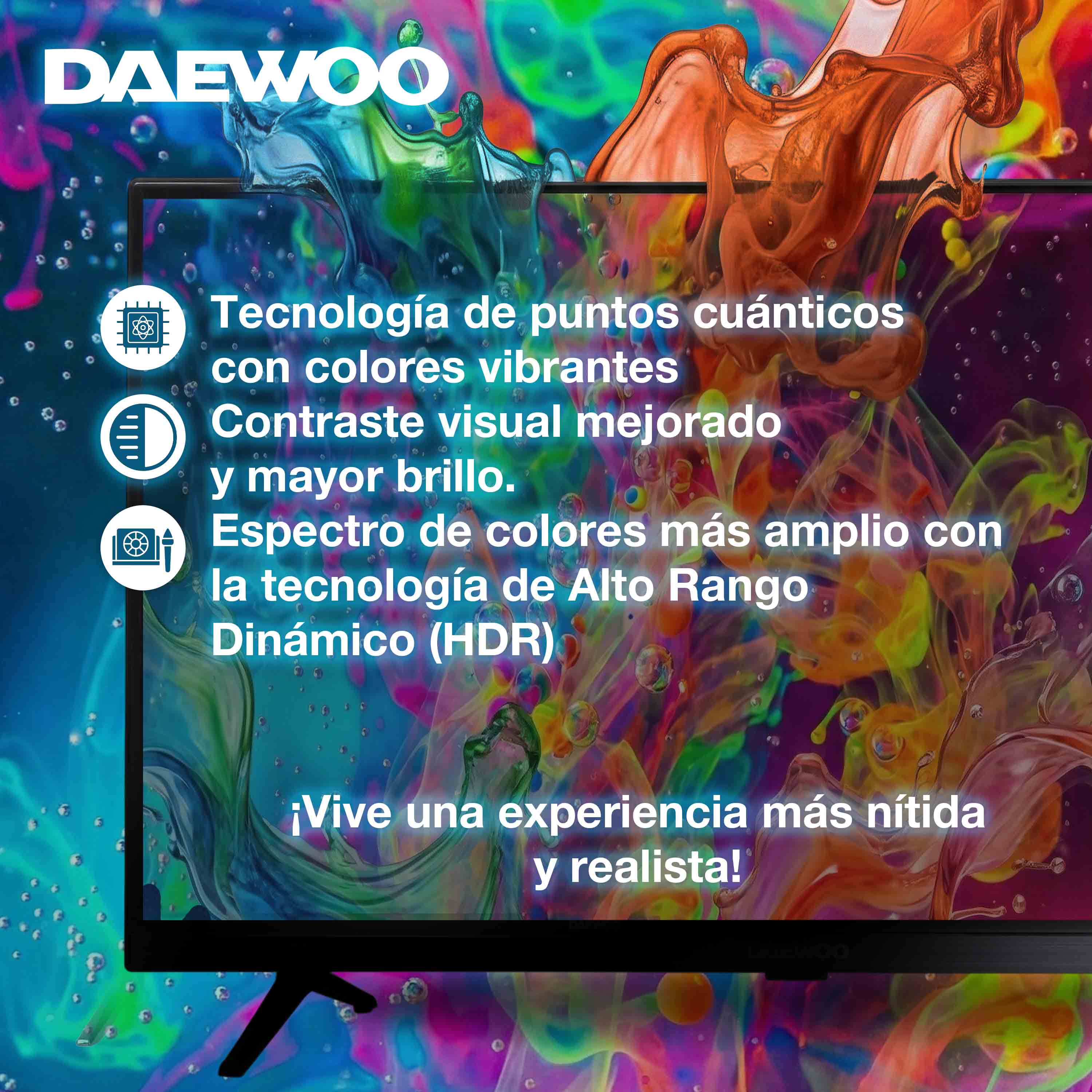 Daewoo Smart TV 40 pulgadas Full HD QLED Frameless Roku TV WiFi 2 HDMI 1 USB AV Netflix YouTube Prime Video Modelo DAW40QRF