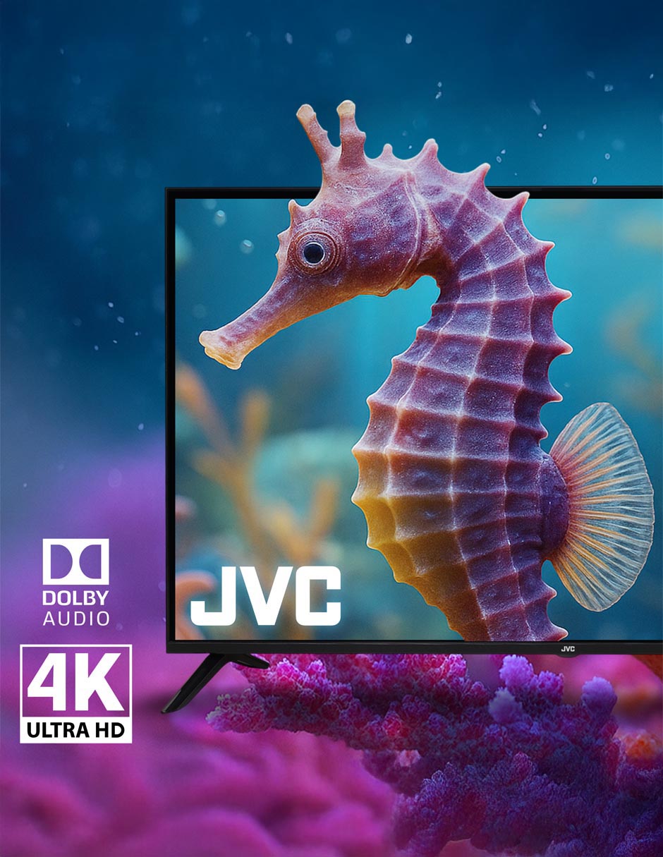 JVC  Smart TV 50 pulgadas| 4K UHD LED  Roku TV  Dolby Audio  WiFi  4 HDMI 1 USB AV  Netflix YouTube Prime Video  Modelo SI50UR