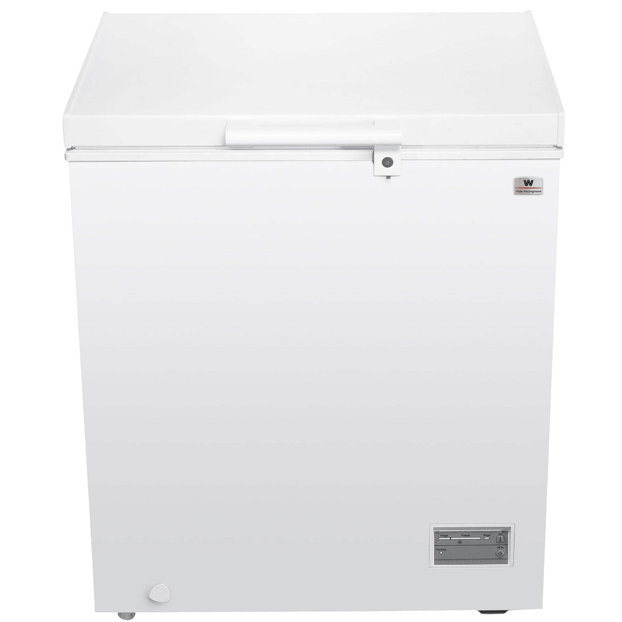 White Westinghouse Congelador 5 pies 145 L Modelo WWCCF05145LHWSD ruedas condensador interno control dual de temperatura canastilla interior cerradura con llave manija exterior