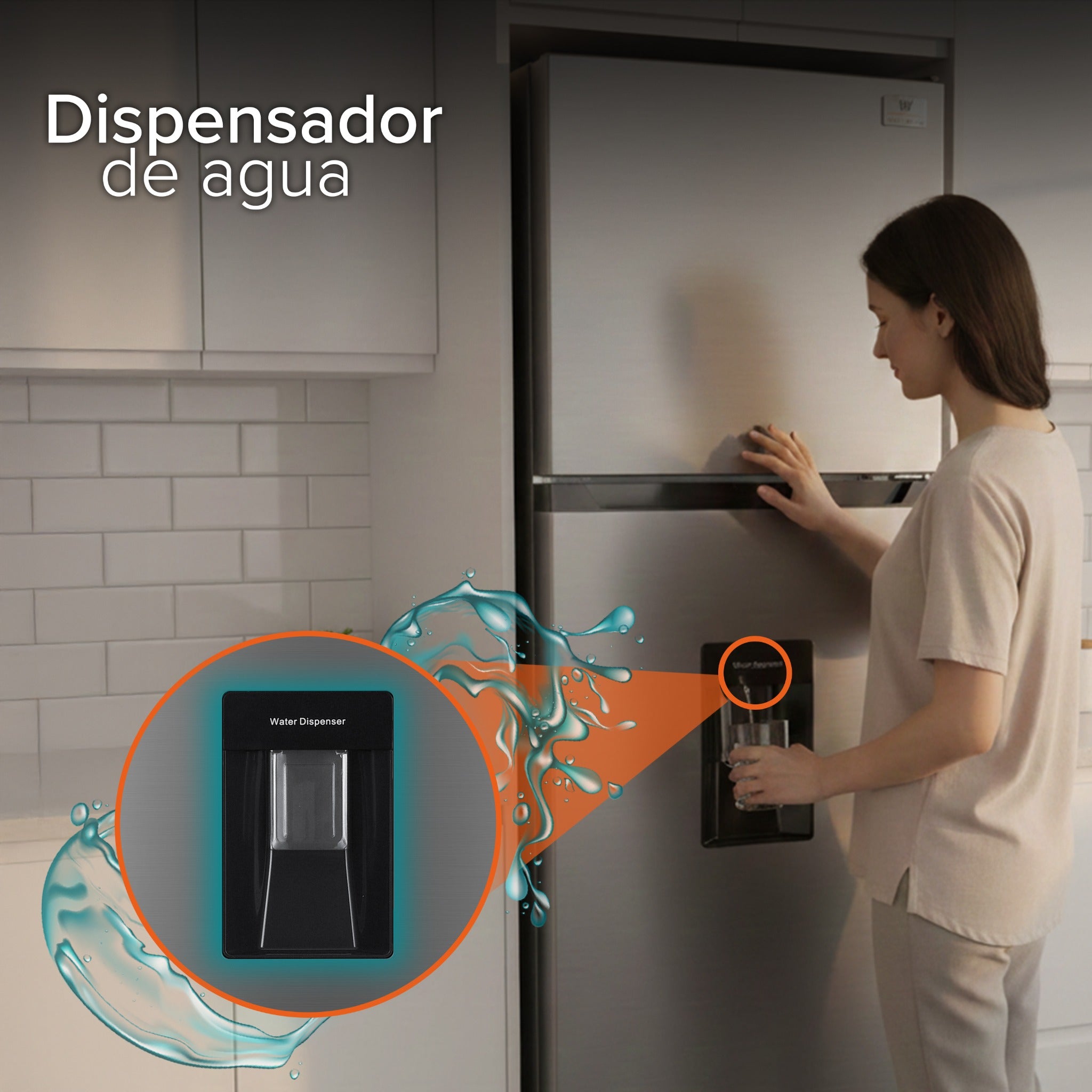 White Westinghouse Refrigerador 12 pies Top Mount 334 L Inverter automático 2 puertas con congelador control mecánico de temperatura despachador de agua puerta reversible luz interior