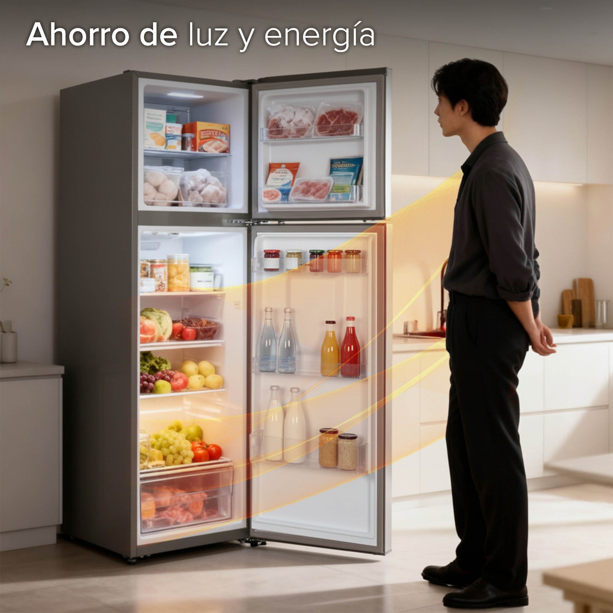 White Westinghouse Refrigerador 9 pies Top Mount 247 L Inverter automático 2 puertas con congelador control mecánico de temperatura despachador de agua puerta reversible luz interior