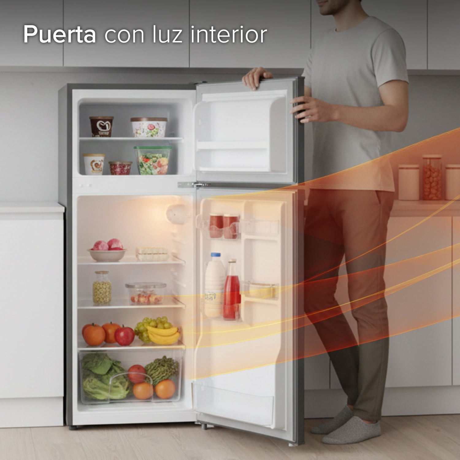 White Westinghouse Refrigerador Frigobar 4.4 pies 125L Modelo WWCR44125LHS Top Mount control mecánico de temperatura puerta reversible y luz interior condensador interno pata ajustable