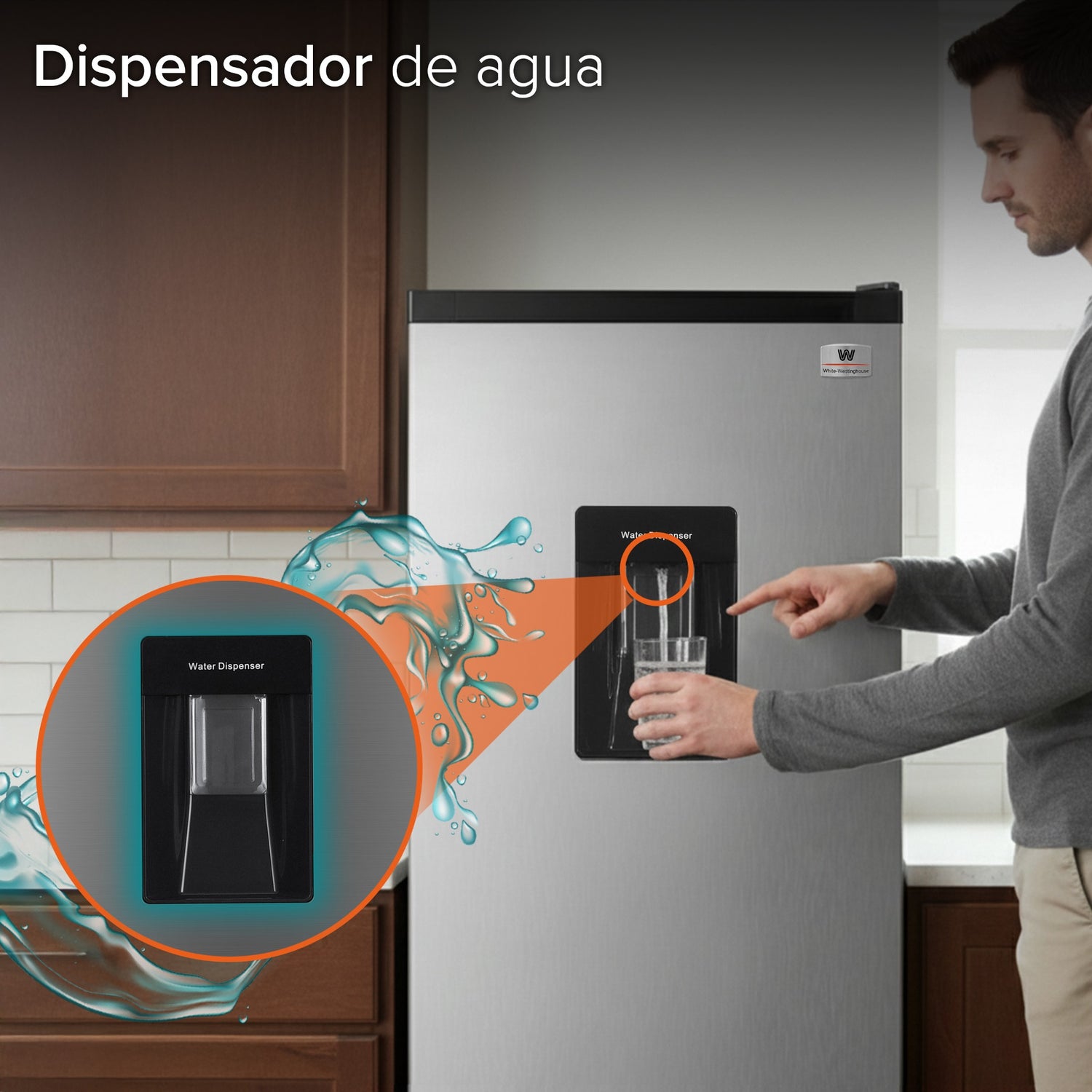 White Westinghouse Refrigerador Frigobar 6.1 pies 170L Modelo WWCR07170LHSWD Congelador interno Defrost despachador de agua control mecánico parrillas de vidrio templado