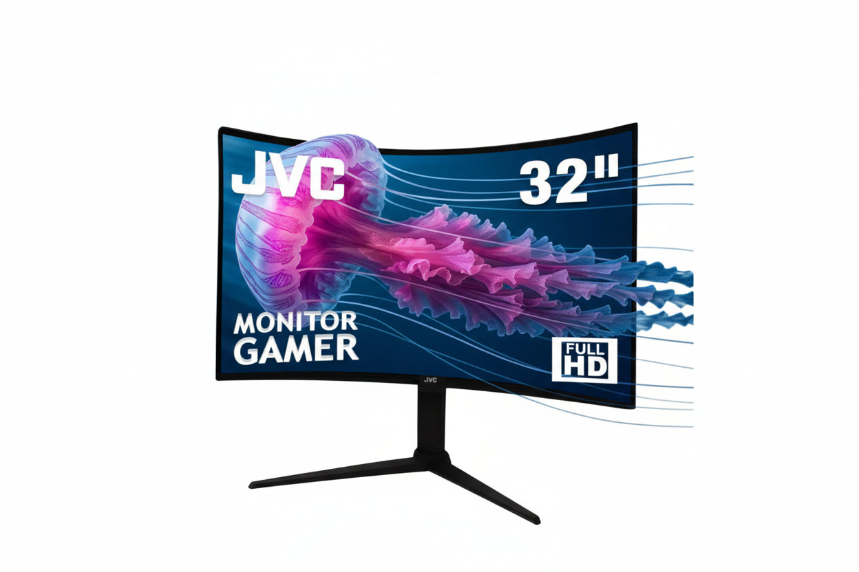 JVC Gaming Monitor 32 pulgadas Full HD LED 1920 x 1080 2 HDMI 1 DisplayPort Audio Out Earphone Out Modelo SI32G