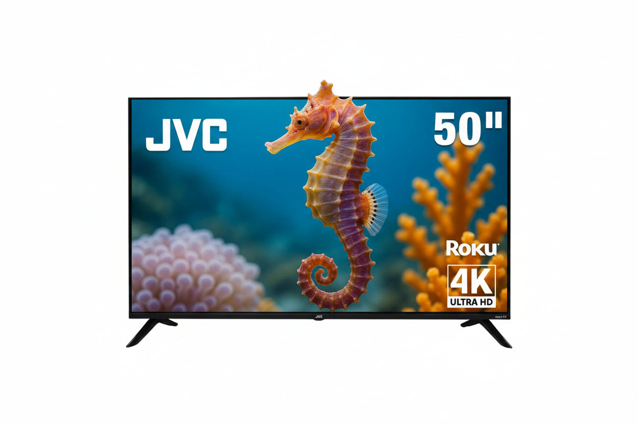 JVC Pantalla Smart TV 50 pulgadas 4K UHD LED Frameless Roku TV Netflix YouTube Prime Video Modelo SI50URF